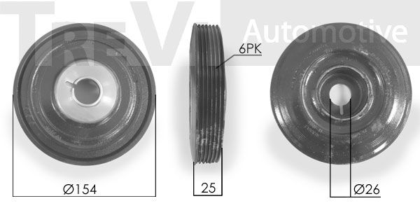 TREVI AUTOMOTIVE Piedziņas skriemelis, Kloķvārpsta PC1061